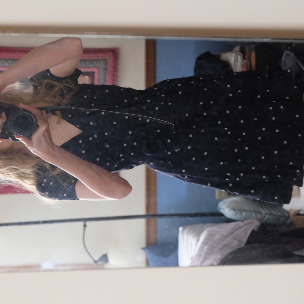 Sezane dress 34 navy polka-dot wrap silk - Picture 6 of 7